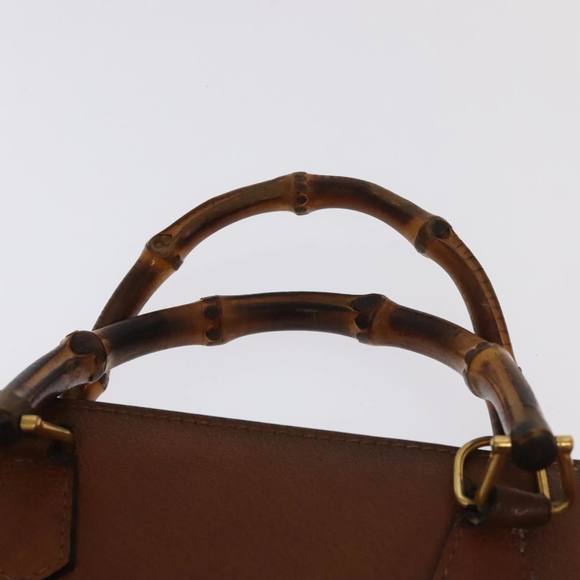 GUCCI Bamboo Business Bag Leather Brown Gold 1529593675 Auth ti2591 - Picture 8 of 16